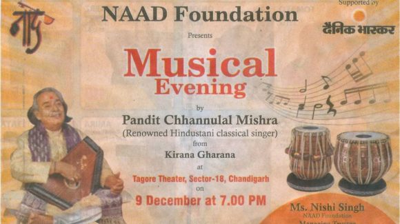 NAAD Foundation organised a concert by Pandit Chhannulal Mishra in Dec 2012